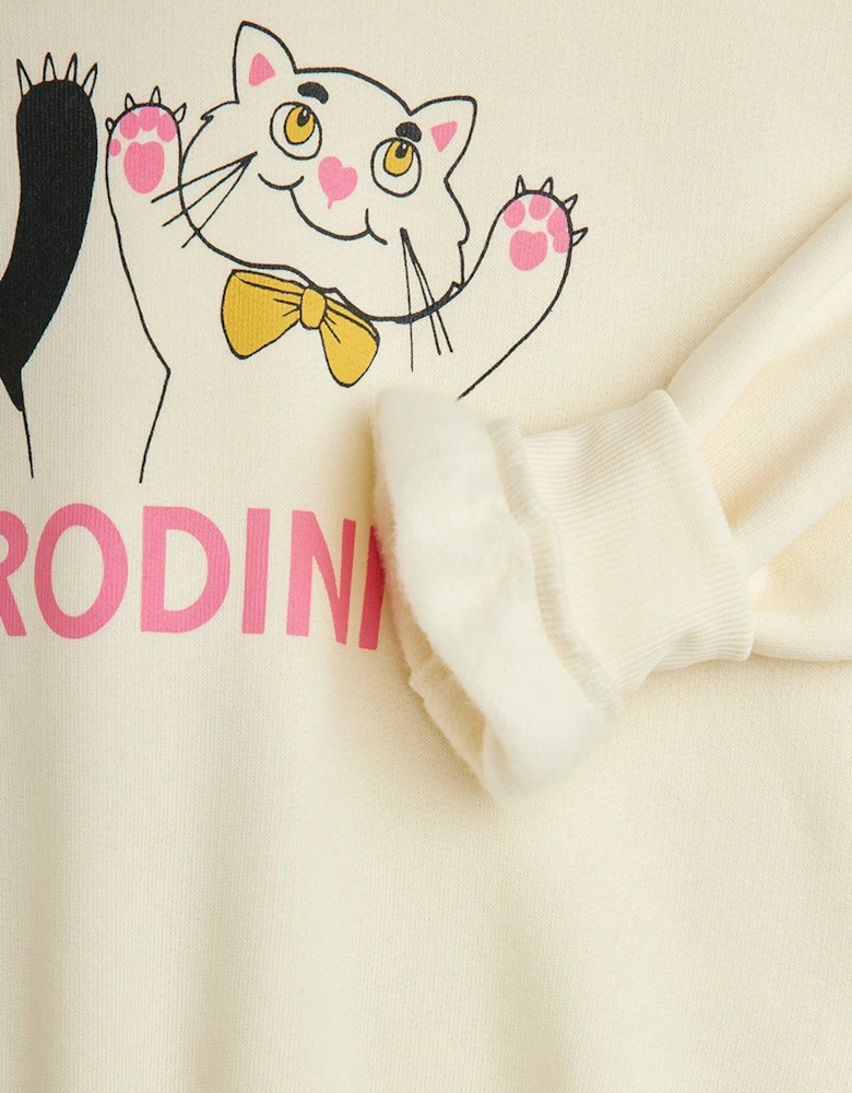 Kids Panda and Cat Sweatshirt in Ivory
