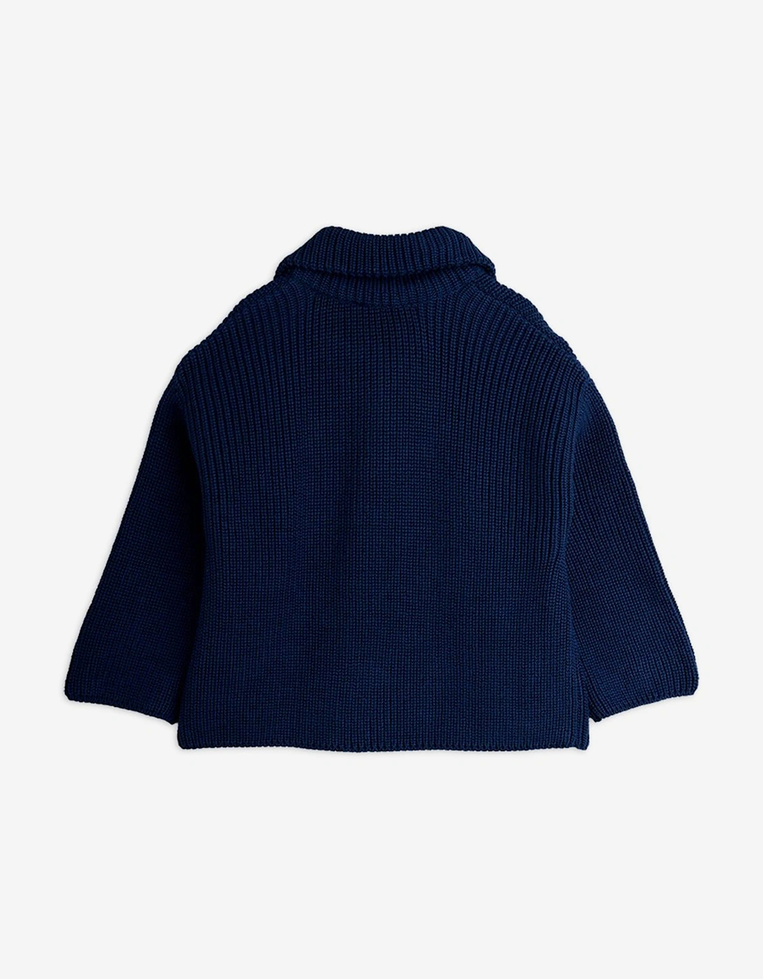 Kids Panda Patch Chunky Knit Half Zip Sweater in Navy