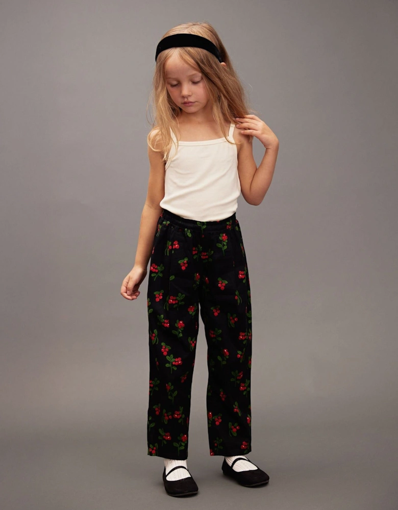 Girls Lingonberries AOP Trousers in Black