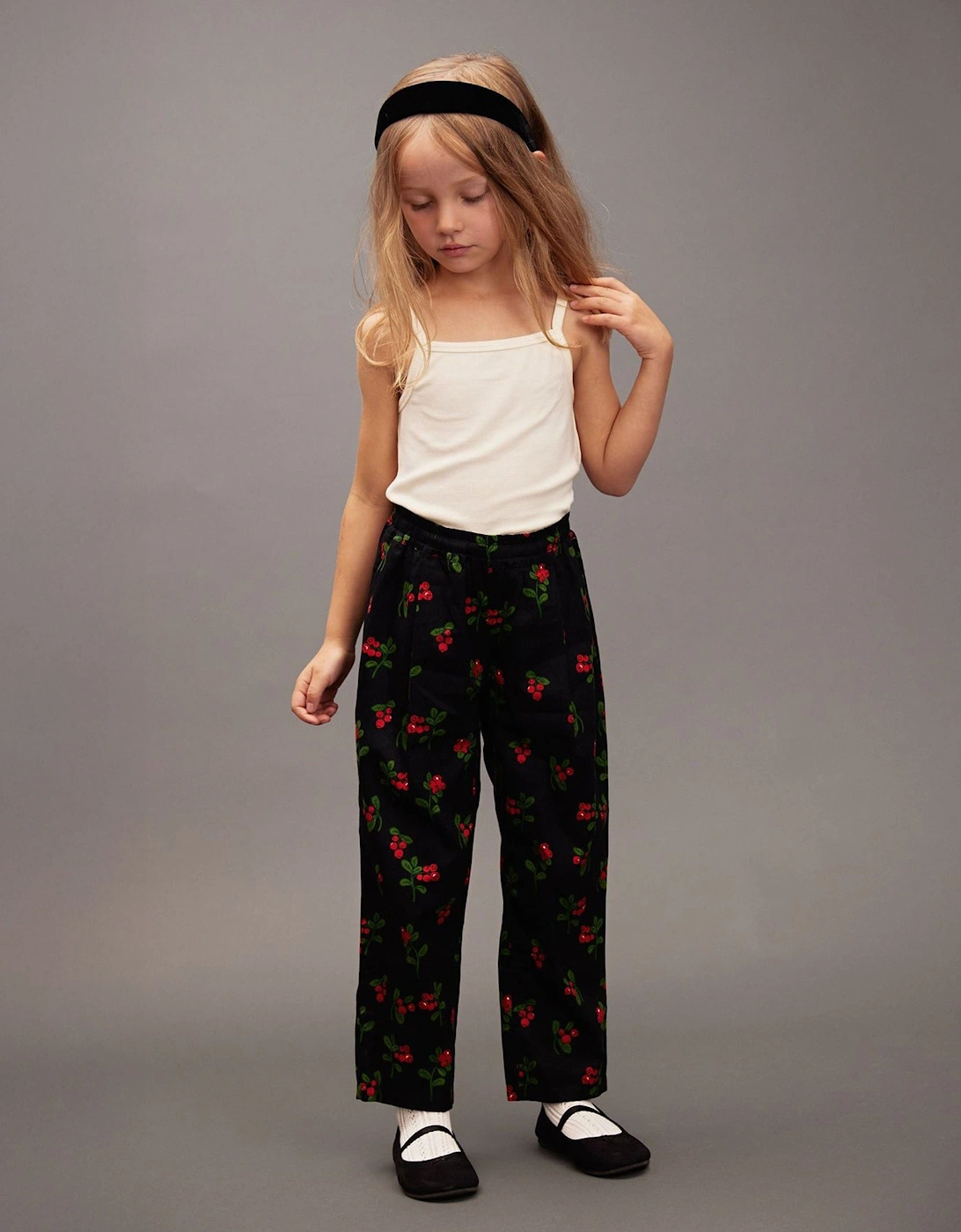 Girls Lingonberries AOP Trousers in Black
