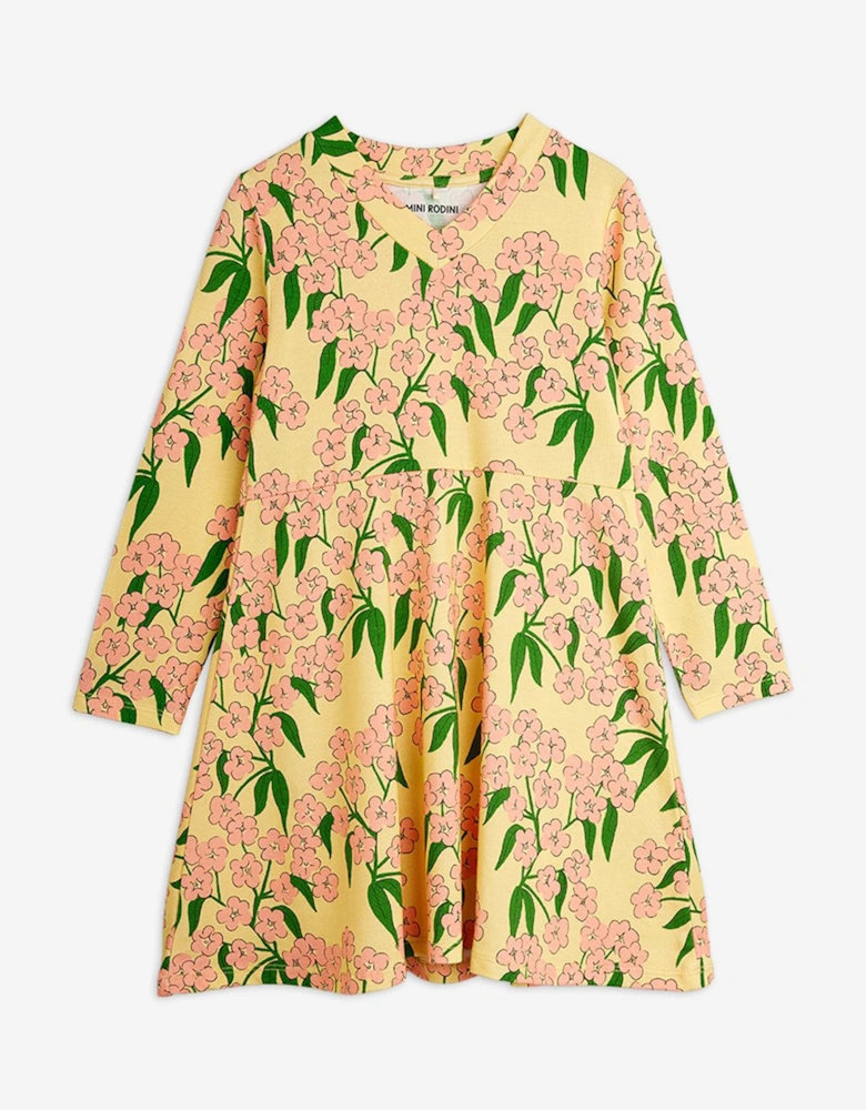 Girls Alpine Flowers AOP Dress in Yellow