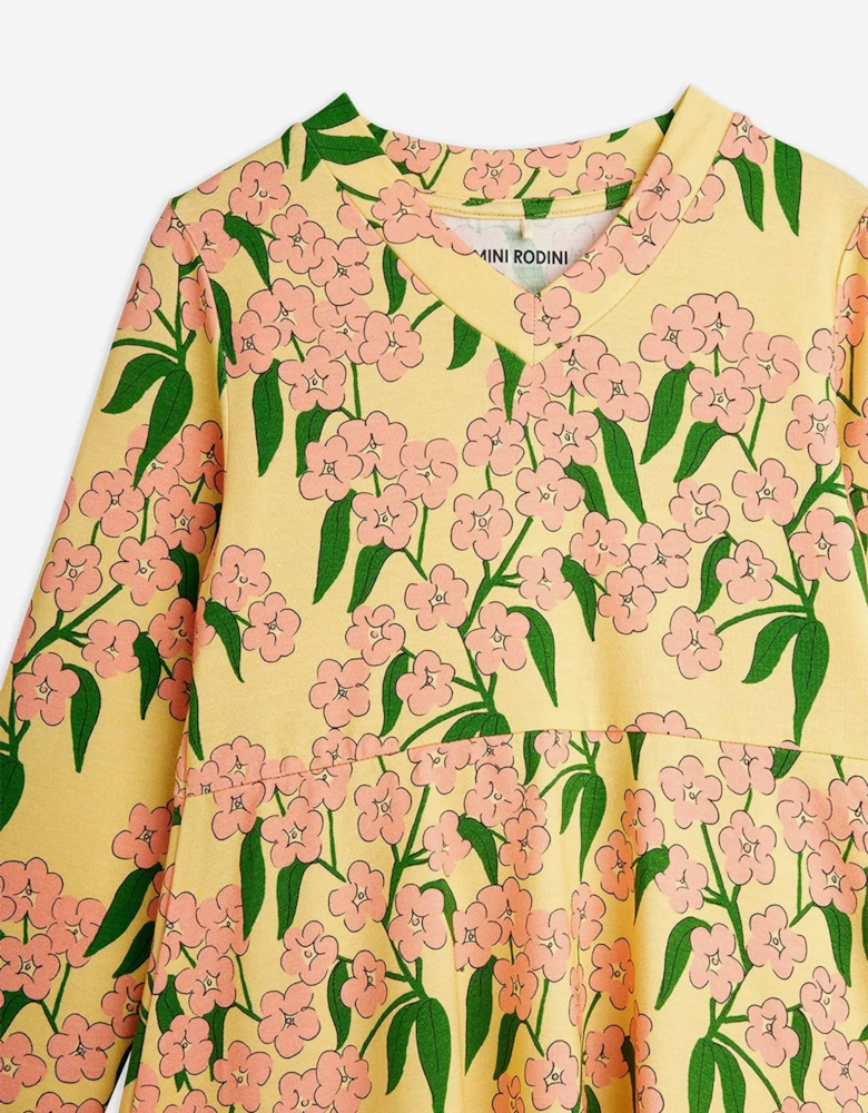 Girls Alpine Flowers AOP Dress in Yellow