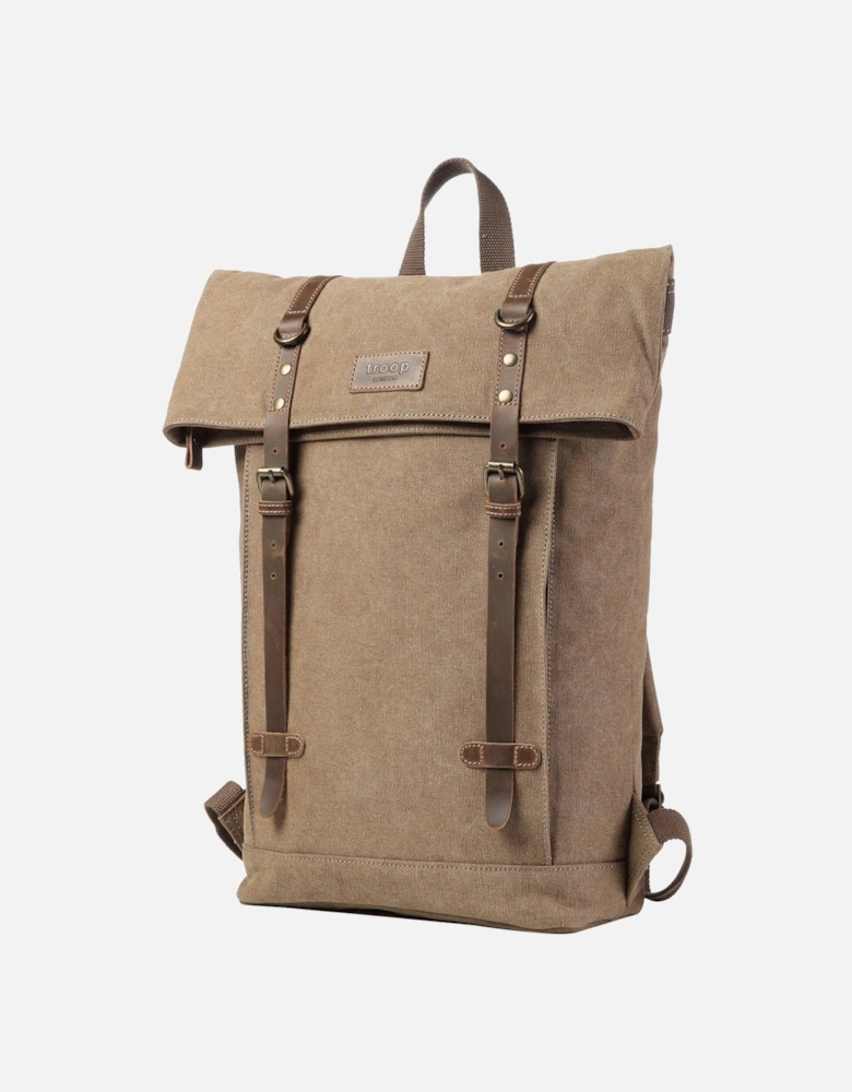 TRP0425 Heritage Canvas 15" Laptop Backpack, Smart Casual Daypack with Foldable Top