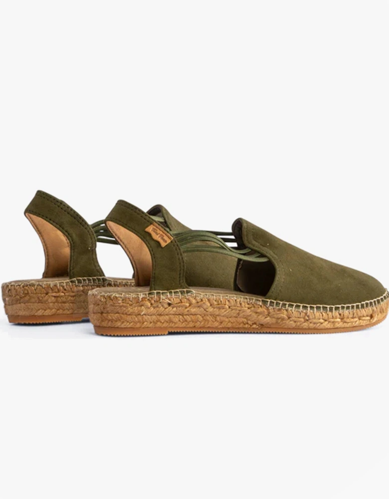 NURIA Womens Suede Espadrilles Khaki
