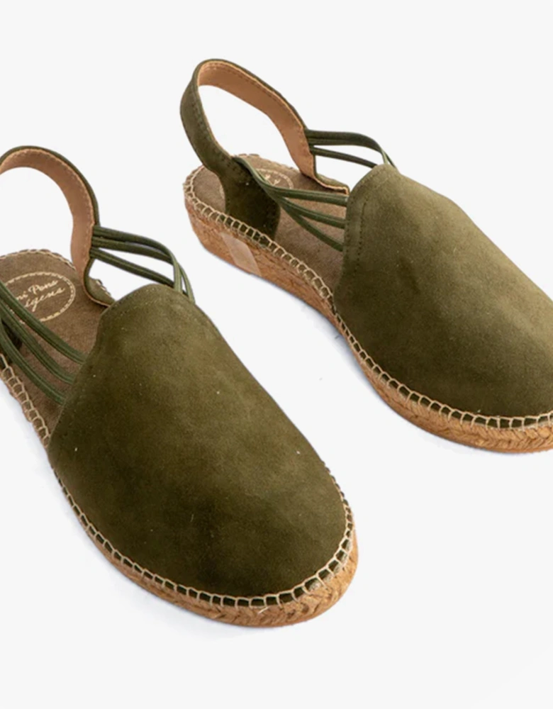 NURIA Womens Suede Espadrilles Khaki