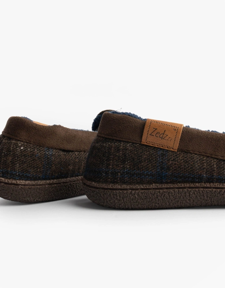 NEVILLE Mens Moccasins Slippers Brown