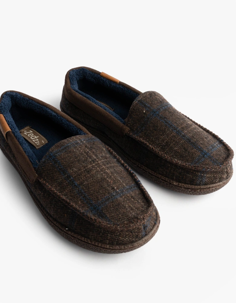 NEVILLE Mens Moccasins Slippers Brown