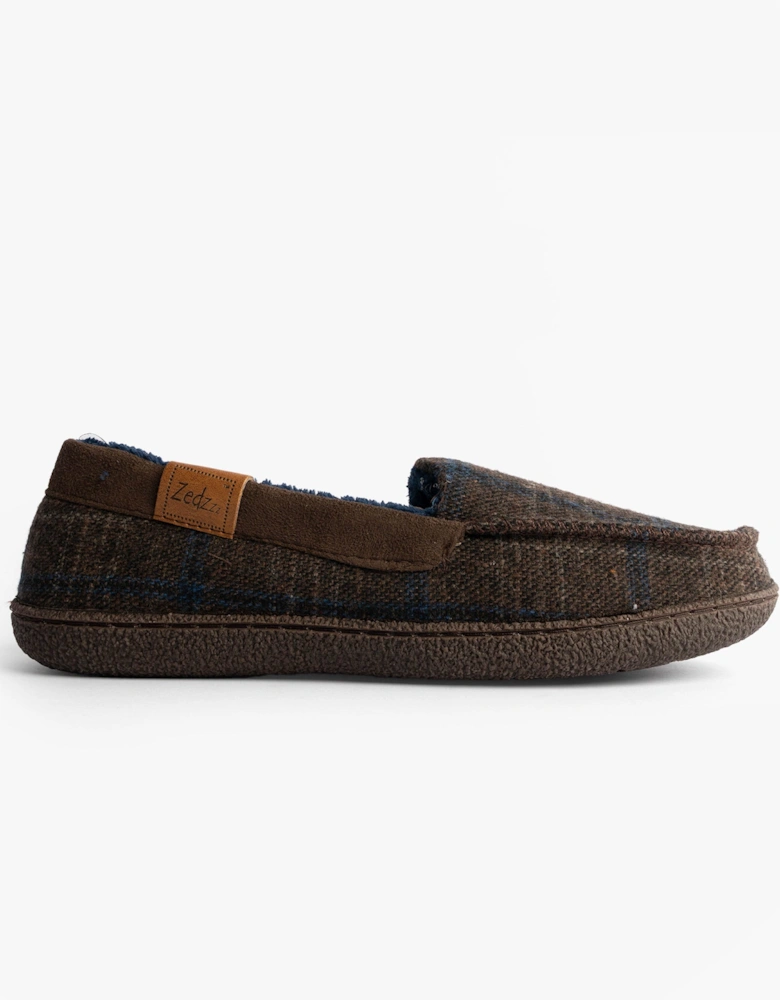 NEVILLE Mens Moccasins Slippers Brown