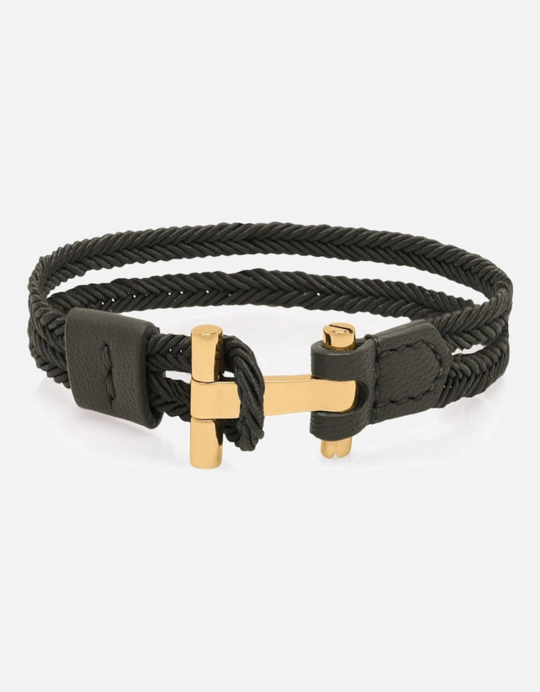 LEATHER NYLON BRAIDED BRACELET