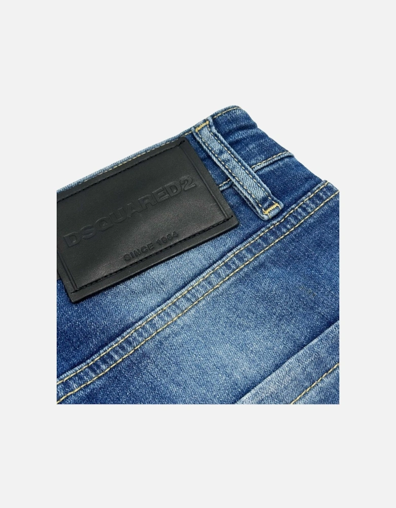 Basic Wash Zip Detail Jeans in Blue