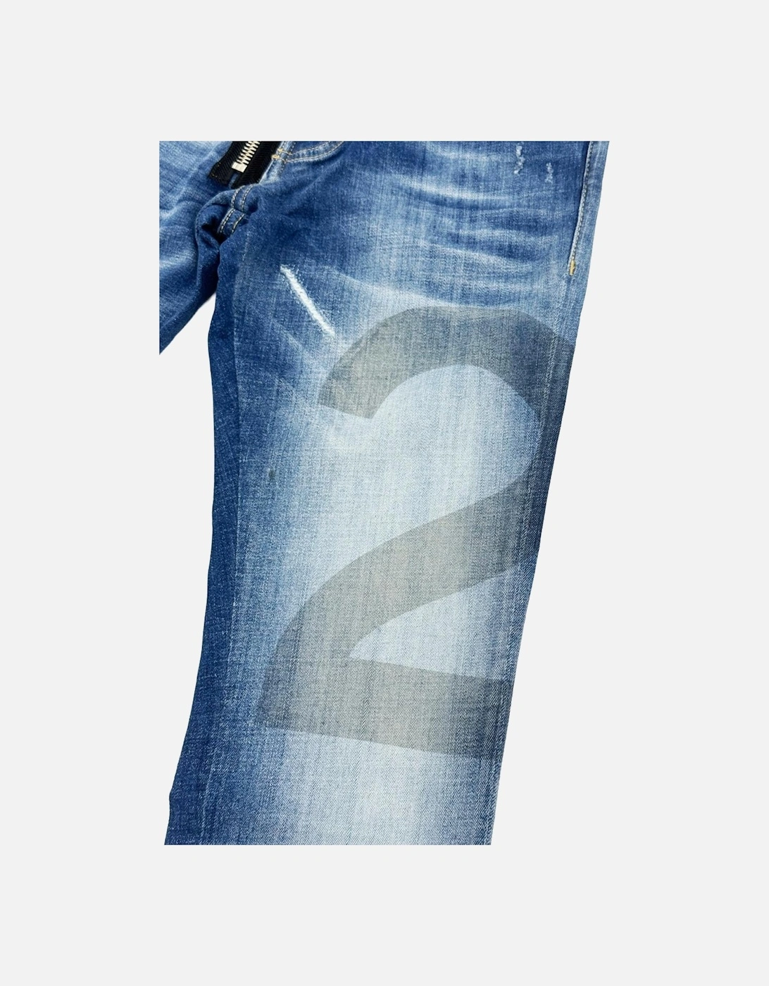 Basic Wash Zip Detail Jeans in Blue