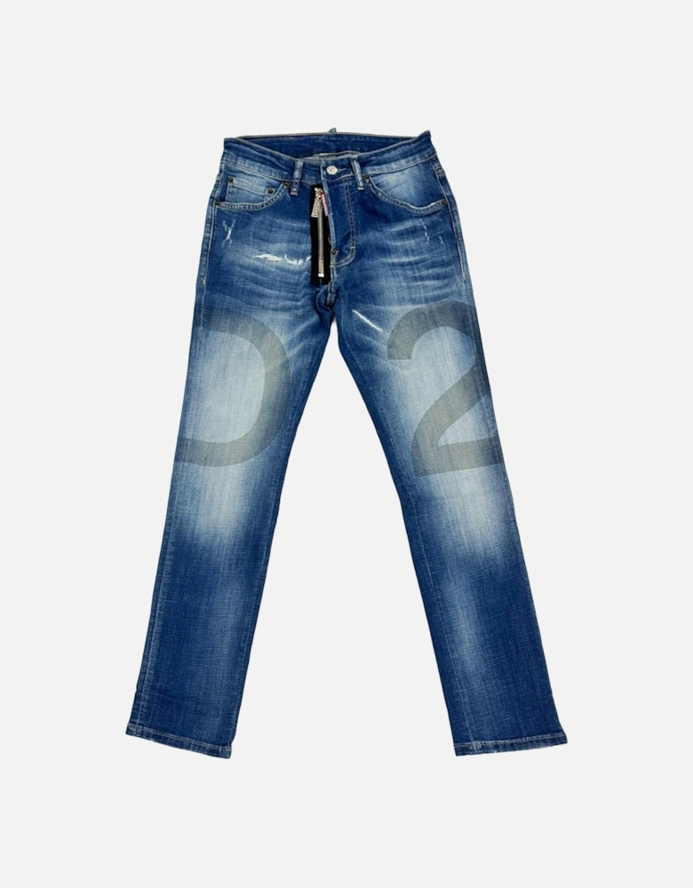 Basic Wash Zip Detail Jeans in Blue