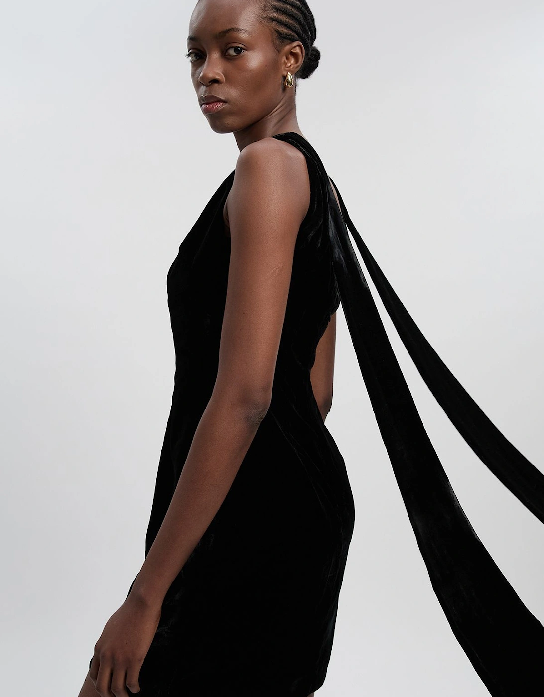 Velvet Woven Mini Dress With back Ties, 2 of 1