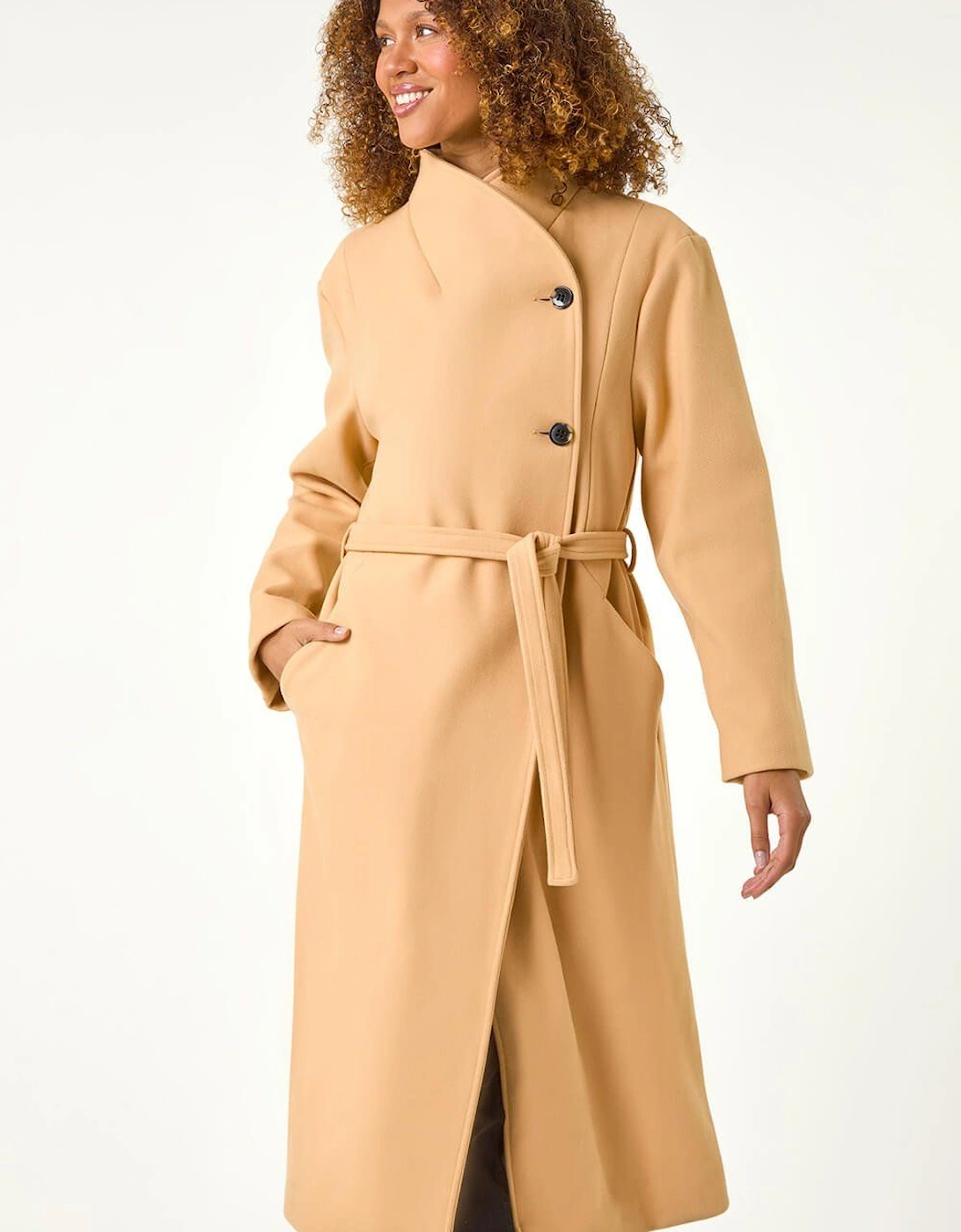 Asymmetric Double Breasted Tie Waist Coat, 2 of 1