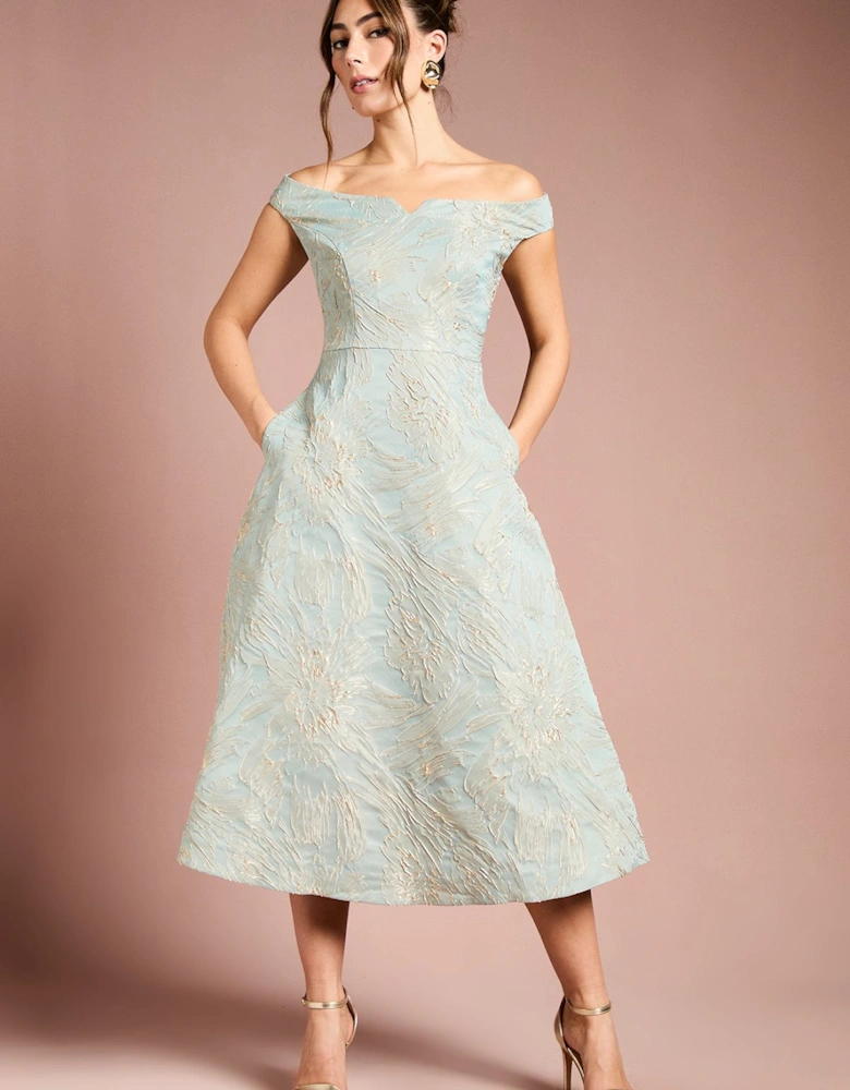 Bardot Floral Jacquard Midi Dress