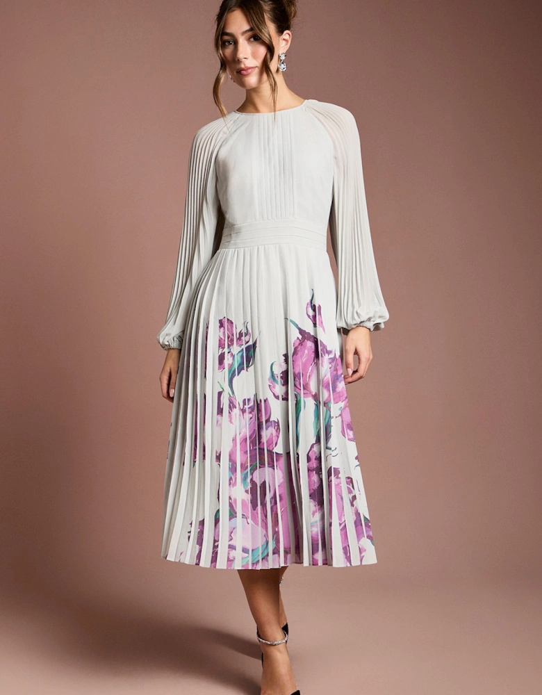 Placement Print Pleat Dress