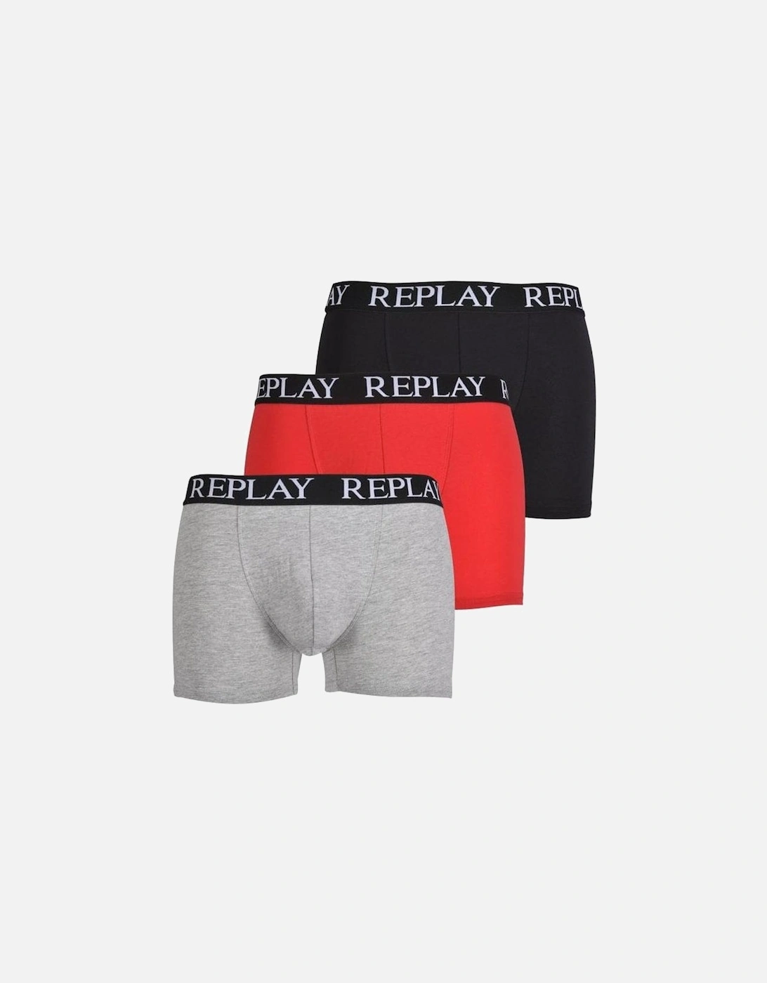 3-Pack Classic Logo Boxer Trunks, Black/Grey/Red, 7 of 6