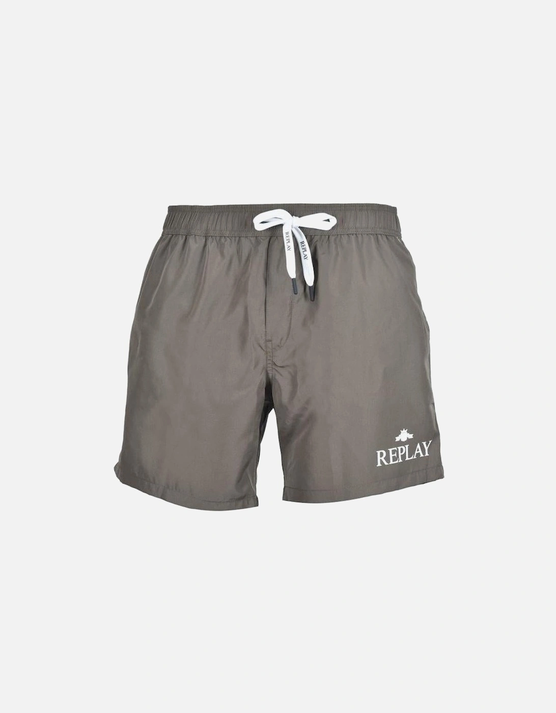 Contrast Logo Swim Shorts, Khaki, 4 of 3
