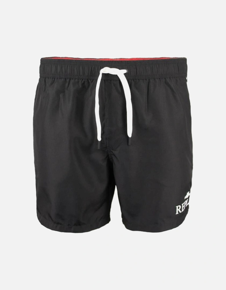 Contrast Logo Swim Shorts, Black