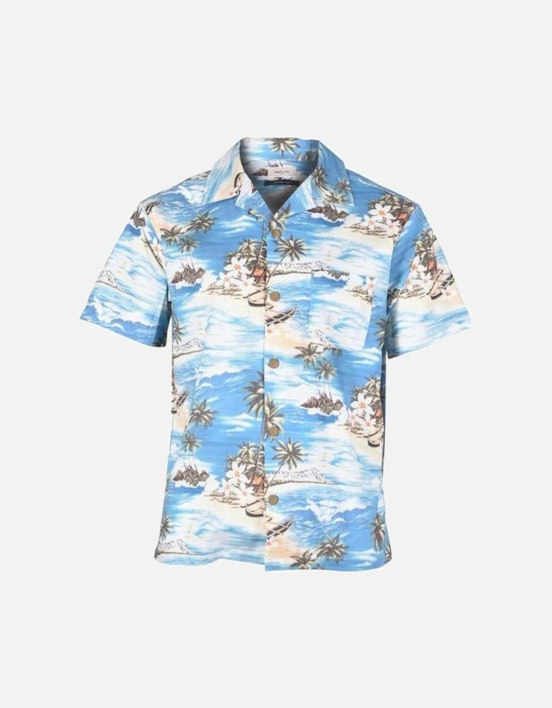 Hawaiian Landscape Shirt, Blue