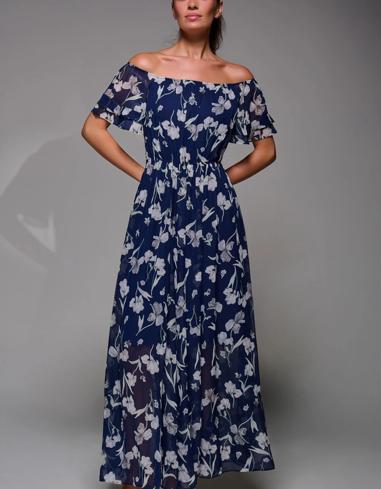 Off Shoulder Chiffon Maxi Dress