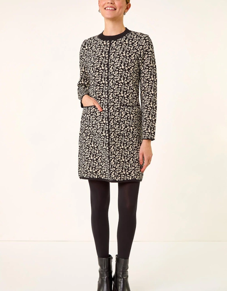 Animal Print Knitted Shift Dress