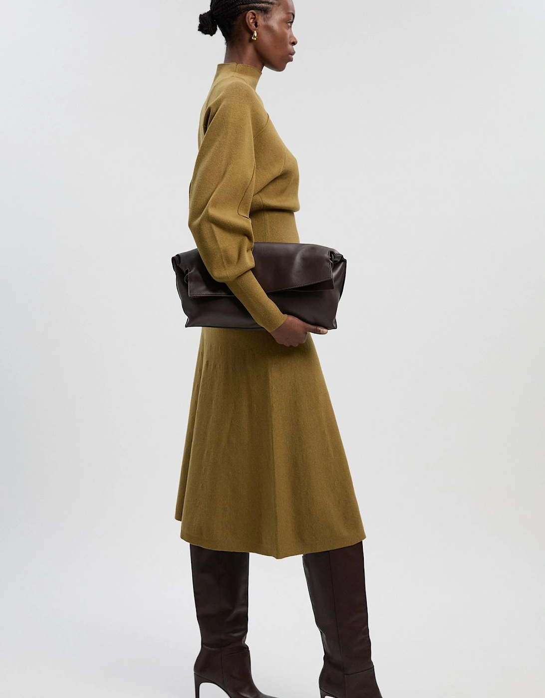 Wool Look Rounded Sleeve Knit Midaxi Dress, 2 of 1