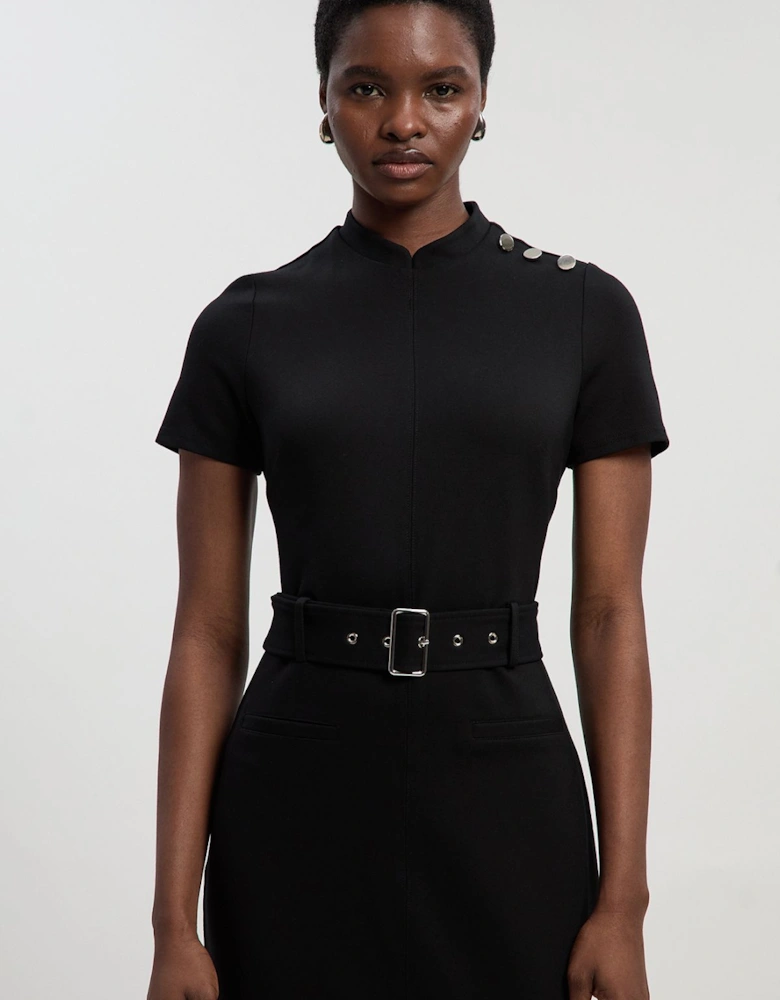 Belted Ponte Midi Dress