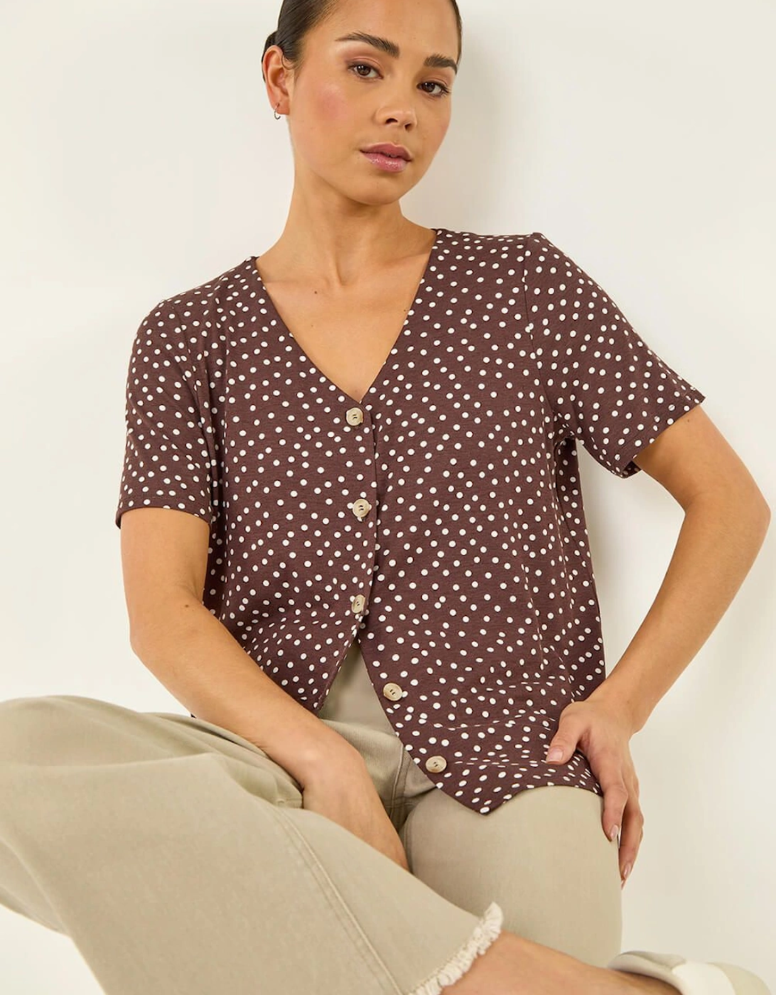 Petite Spot V-Neck Blouse, 2 of 1