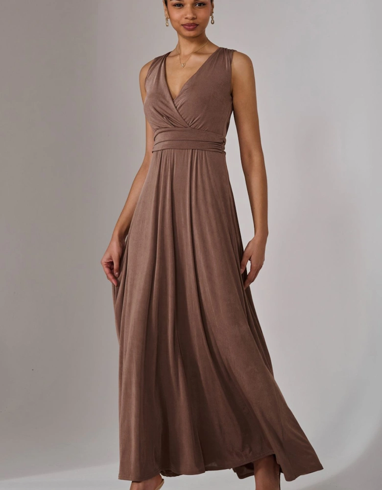 Wrapped Bodice Jersey Maxi Dress