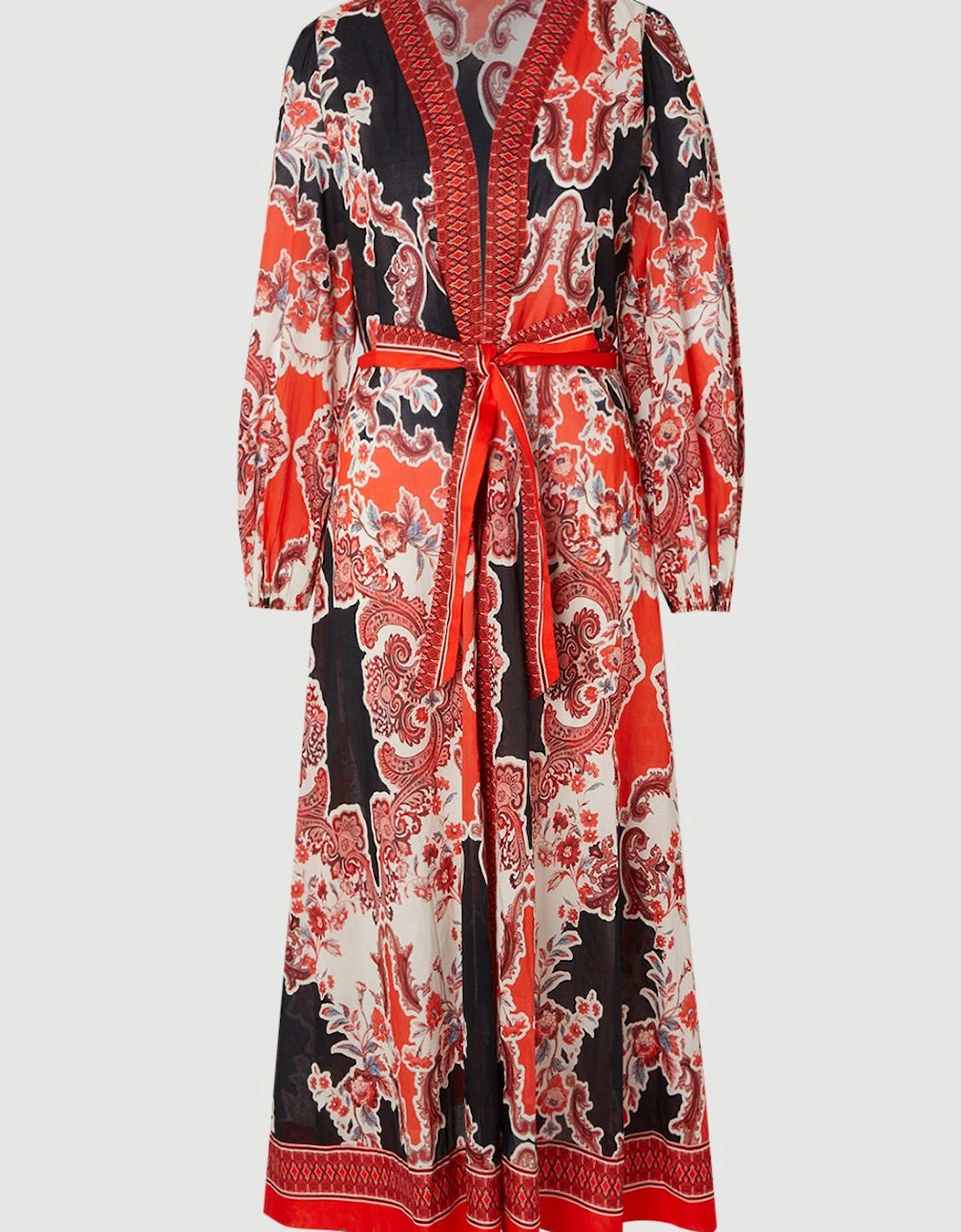 Scarf Mirrored Print Cotton Voile Beach Maxi Dress, 2 of 1