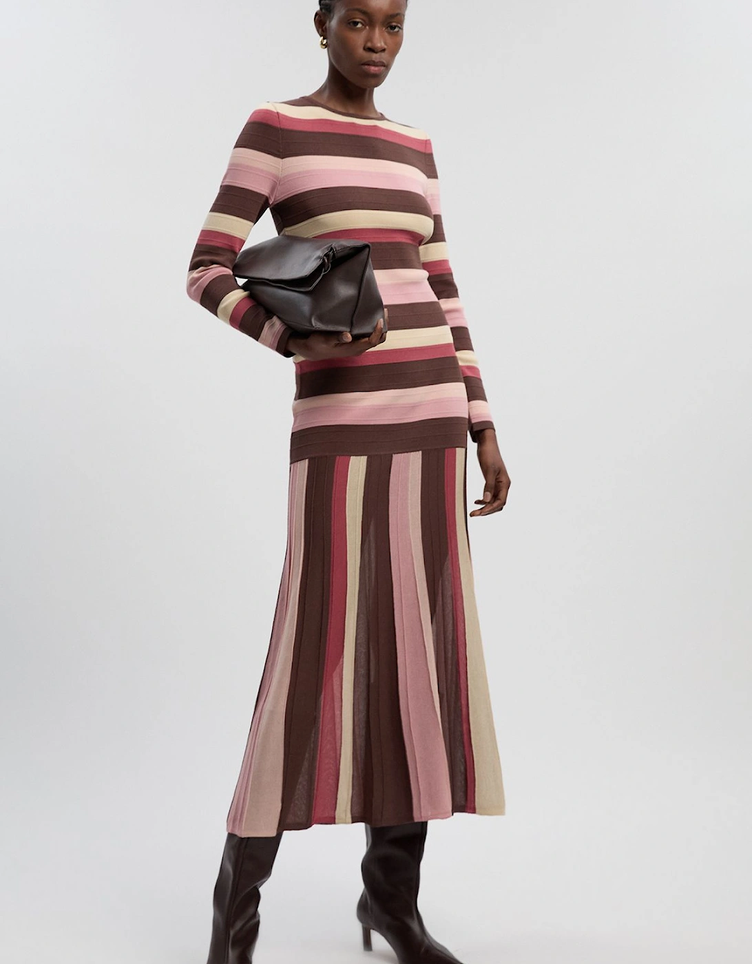 Stripe Long Sleeve Knitted Maxi Dress, 2 of 1
