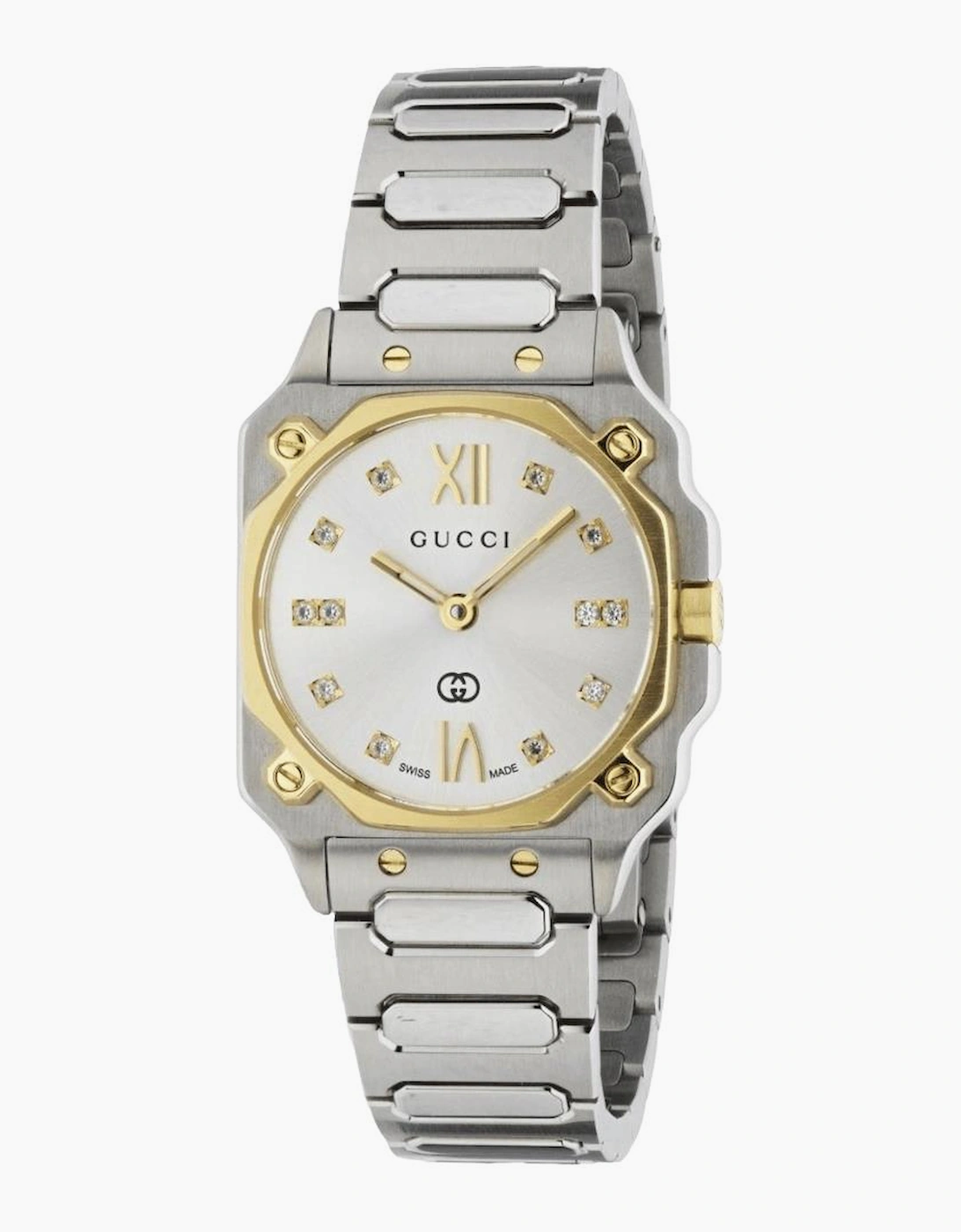 Gucci Women's Silver Ya166503 G-Flat Dial Watch