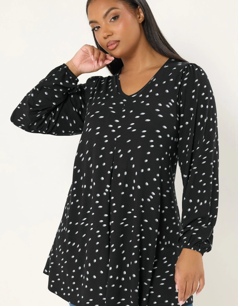 Polka Dot Pleat Front Top