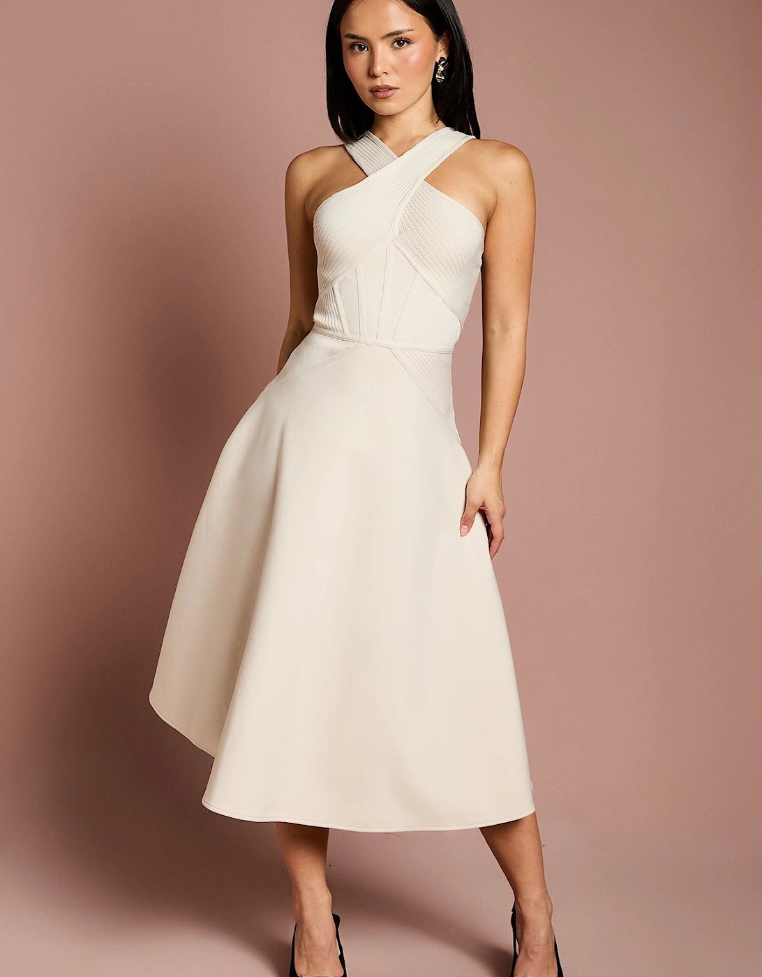 Petite Bandage Cross Neck Midi Dress, 2 of 1