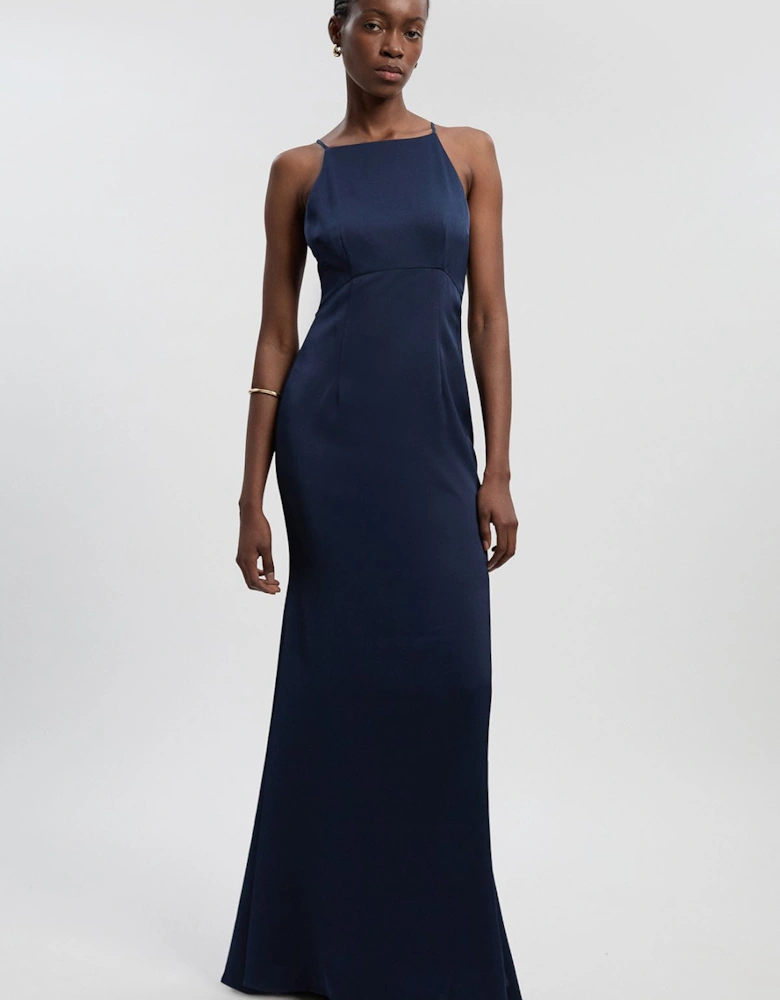 Satin Back Crepe Column Woven Maxi Dress