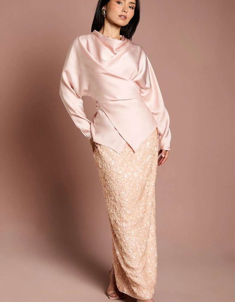 Petite Sequin Column Maxi Skirt