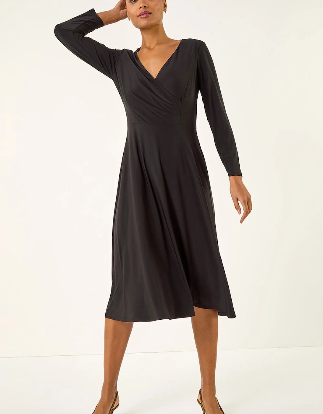 Wrap Bodice Tie Waist Midi Dress, 2 of 1