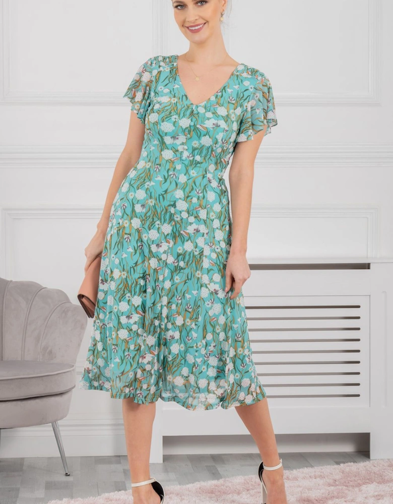 Colette Fit & Flare Mesh Dress