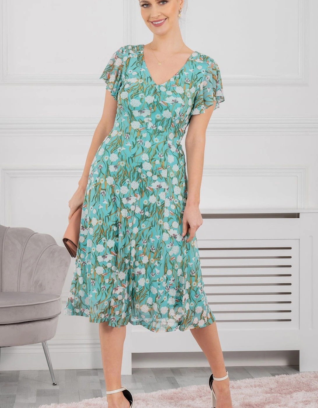 Colette Fit & Flare Mesh Dress, 2 of 1