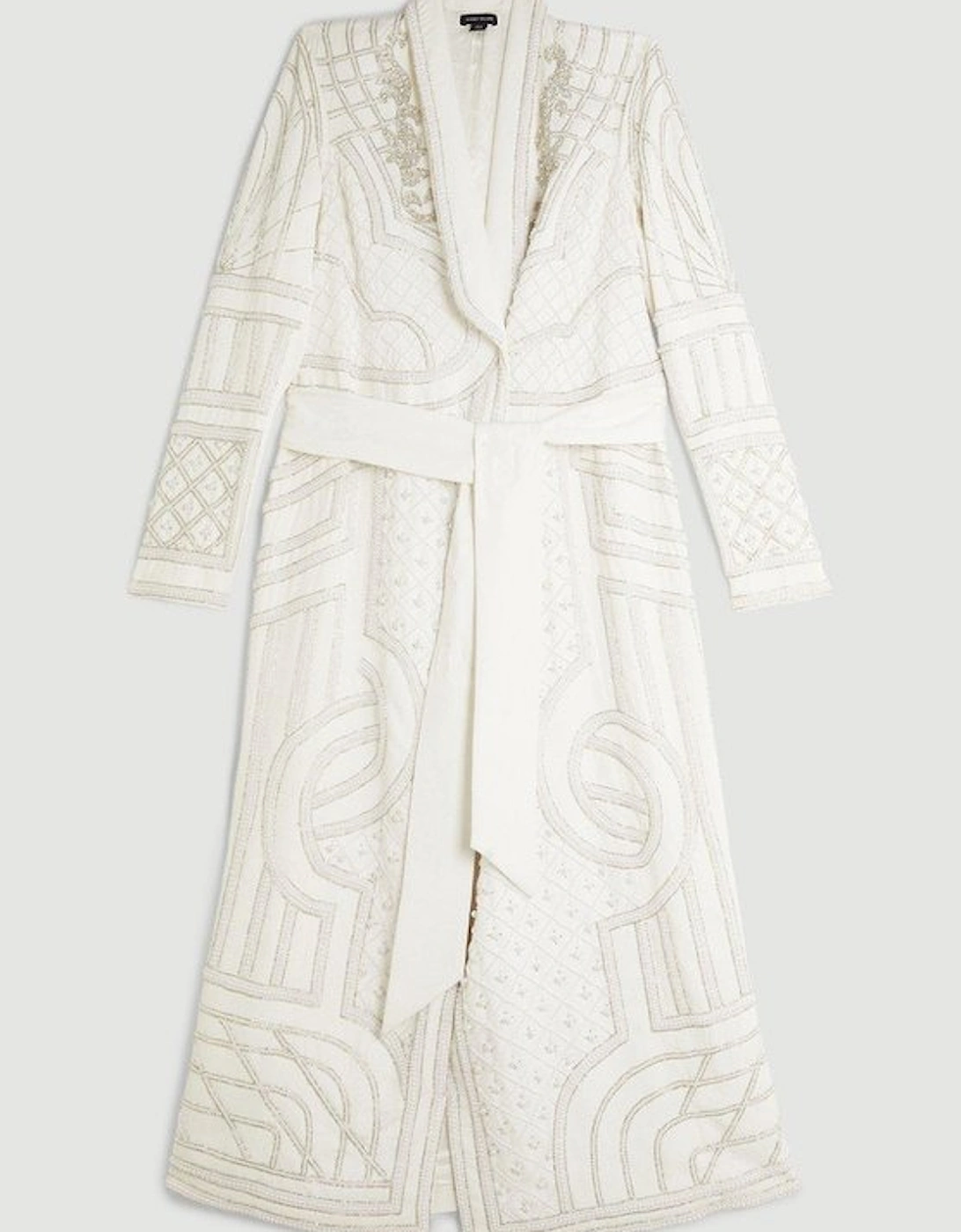 Crystal Embellished Woven Maxi Blazer Dress