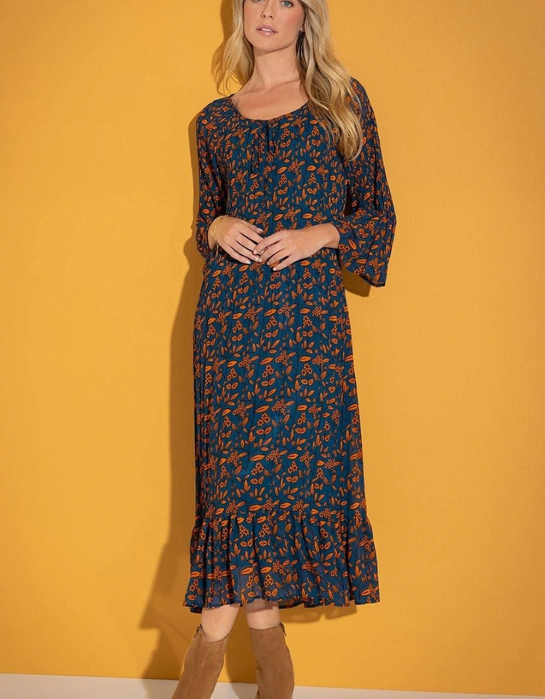 Floral Print Pleated Midaxi Dress, 2 of 1