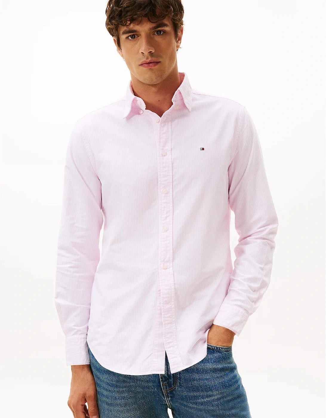 Heritage Oxford Stripe RF Shirt 0D2  Rose Petal/White