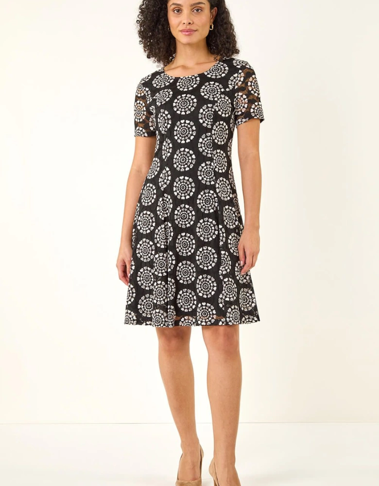 Heart Circle Lace Stretch Dress