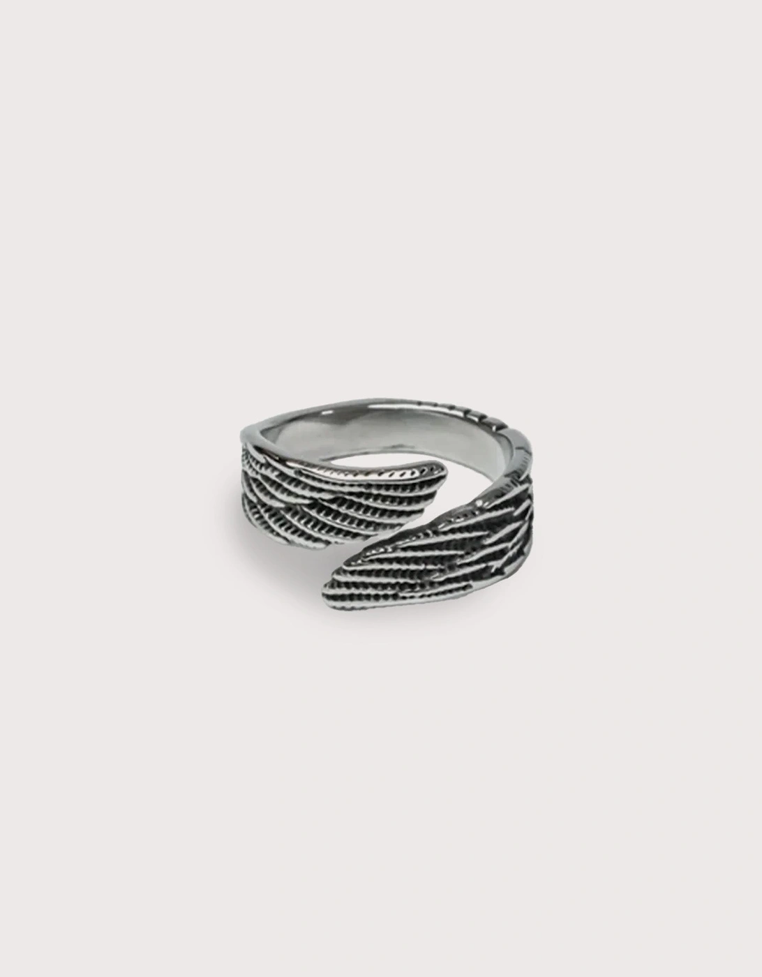 Silver Stainless Steel Wing Ring, 3 of 2