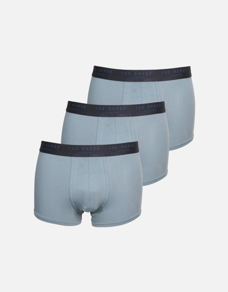 3-Pack Contrast Logo Waistband Boxer Trunks, Provincial Blue