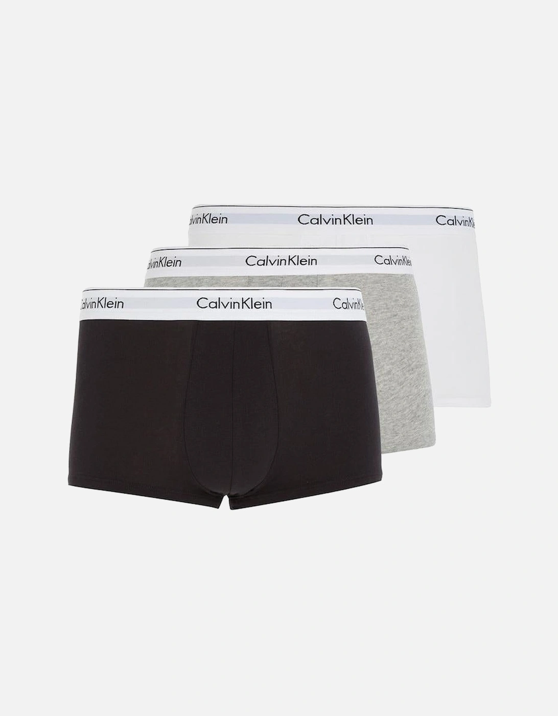 3-Pack Modern Cotton Boxer Trunks, Black/Grey/White, 9 of 8