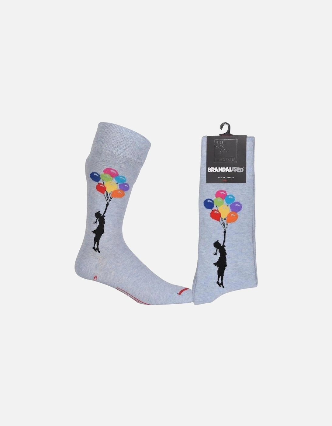 Brandalised featuring Graffiti by Banksy Girl Floating Away Socks, Grey/multi, 4 of 3