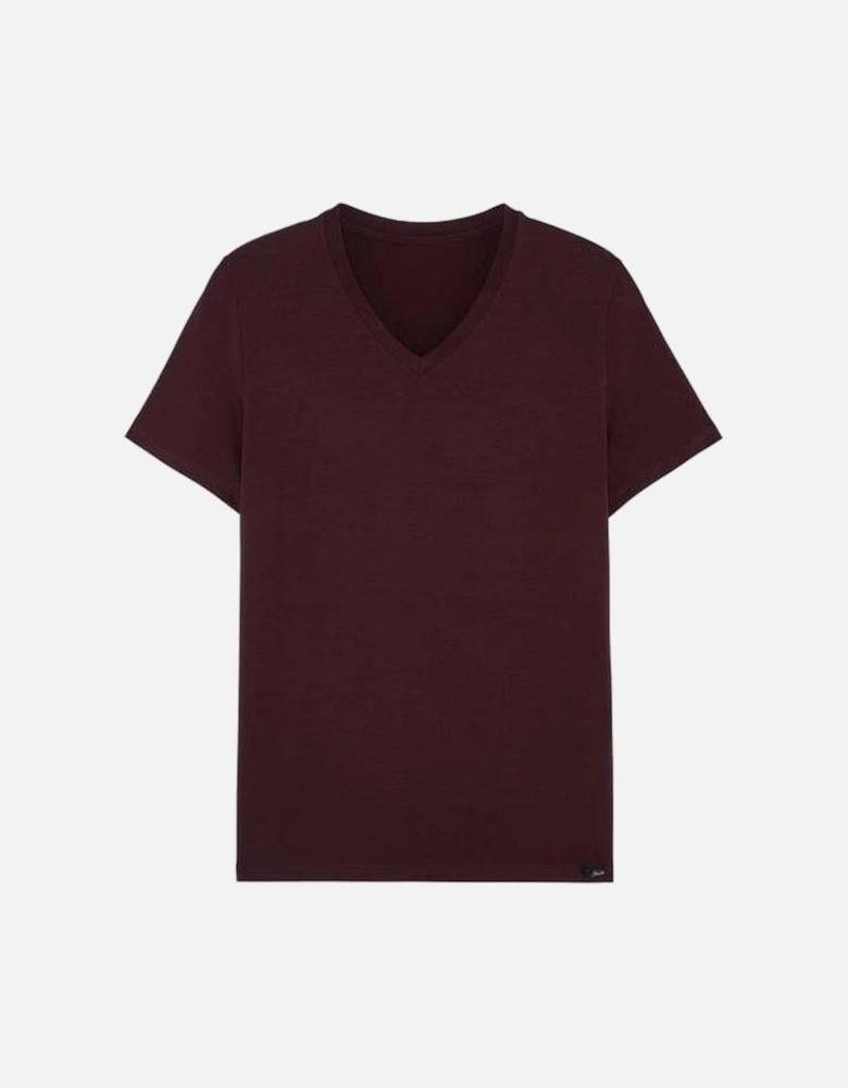 Tencel Soft V-Neck T-Shirt, Burgundy