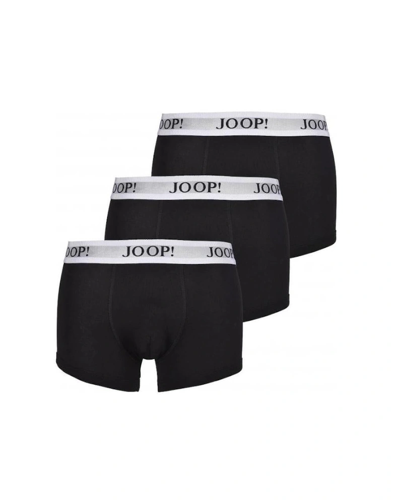 3-Pack Stretch Cotton Boxer Trunks, Black/white